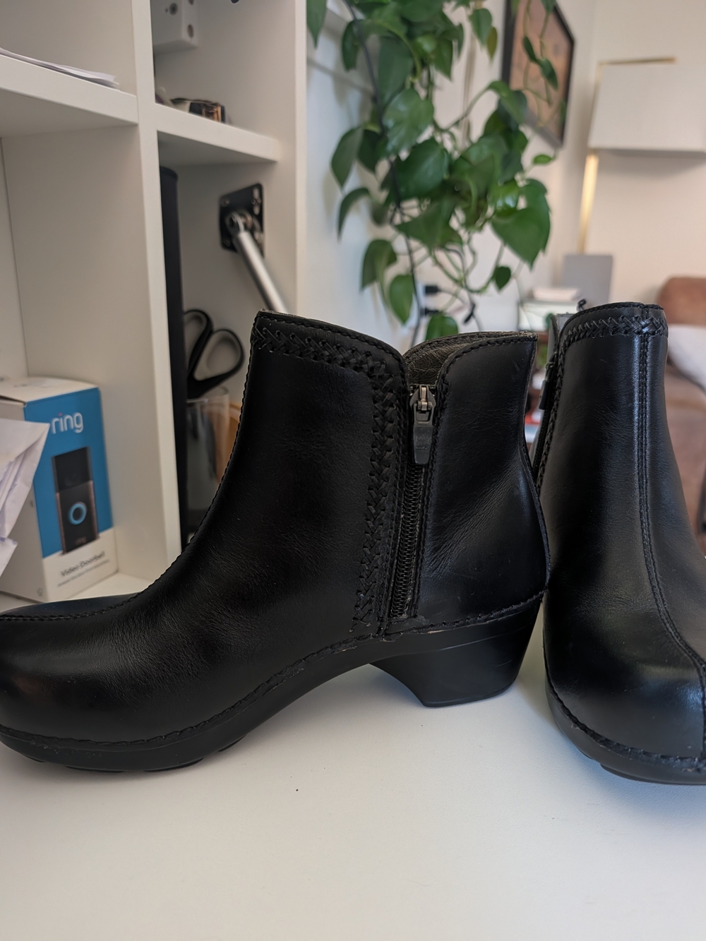 Dansko Women's Black Leather Zip Ankle Boots